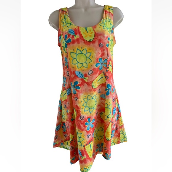 Vintage 90s Big Hed Designs Tropical Floral Dress Size Small - Picture 1 of 16